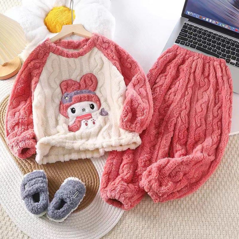 Cloud Velvet Home Clothing Jacquard Comfortable Cotton Velvet Parent Clothing Thick Warm Two-Piece Factory Tide - Image 3